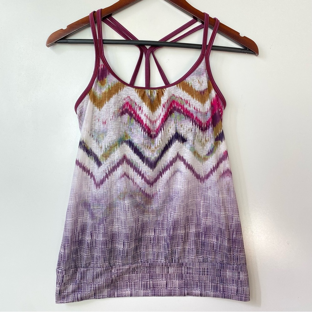 Prana Purple Ombre Chevron Strappy Yoga Workout Tank Top XS